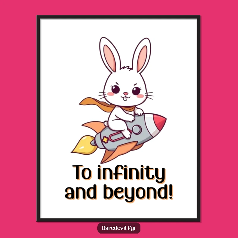 Free Printable Wall Art: Brave Rabbit Rocket! Funny Downloadable Decor