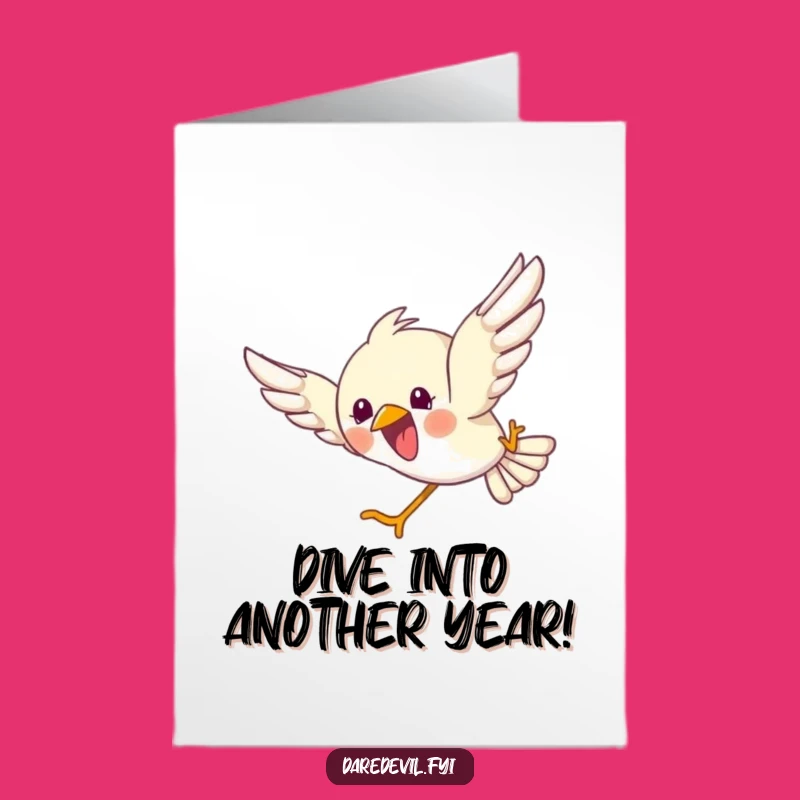 Free Printable Bird Dive Birthday Card - Joyful Flying Fun Downloadable Gift