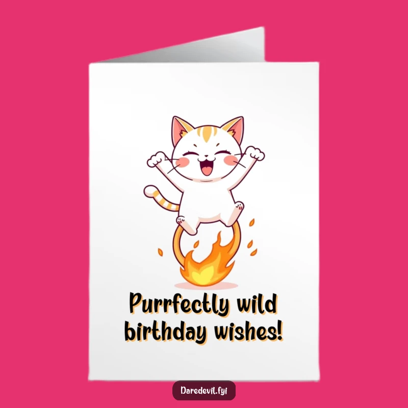 Free Printable Birthday Card: Funny Cat Fire Hoop Jump! Your Hilarious DIY Downloadable Gift