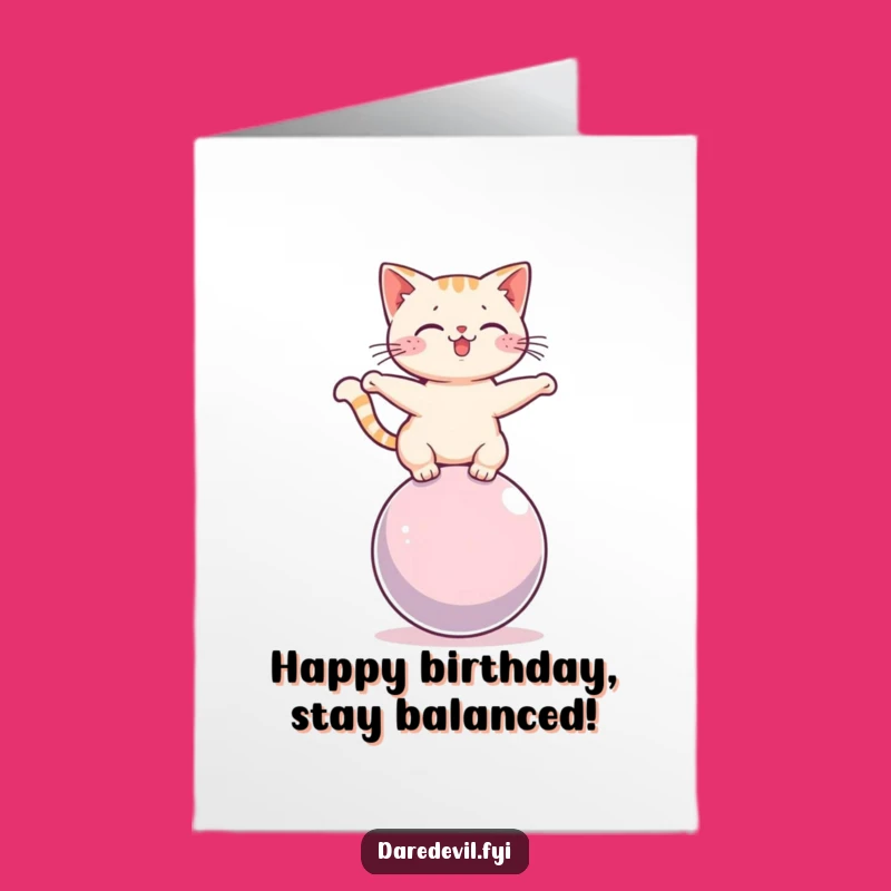 Free Printable Cat Birthday Card: Juggling Act Downloadable Fun Gift!