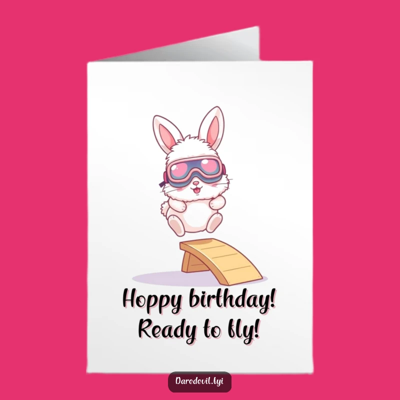 Free Printable Funny Birthday Card: Bunny Jumps, Goofy Downloadable Gift