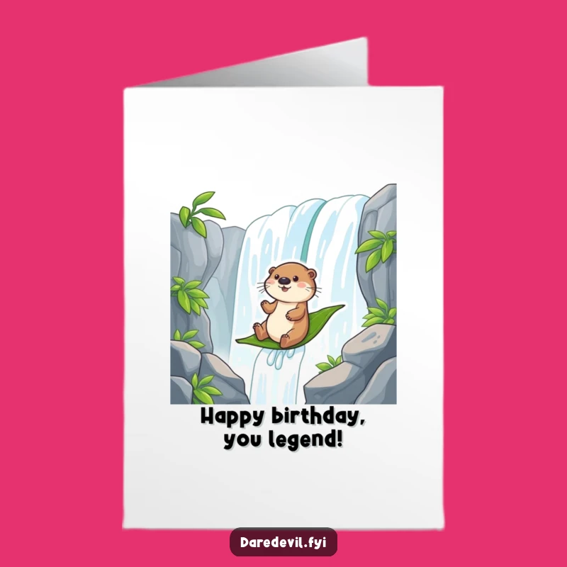 Free Printable Otter Waterfall Birthday Card - Funny Downloadable Gift for an Adventurous Celebration