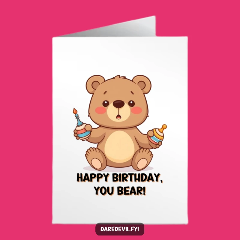 Free Printable Bear Birthday Card: Juggling Fun Downloadable Gift