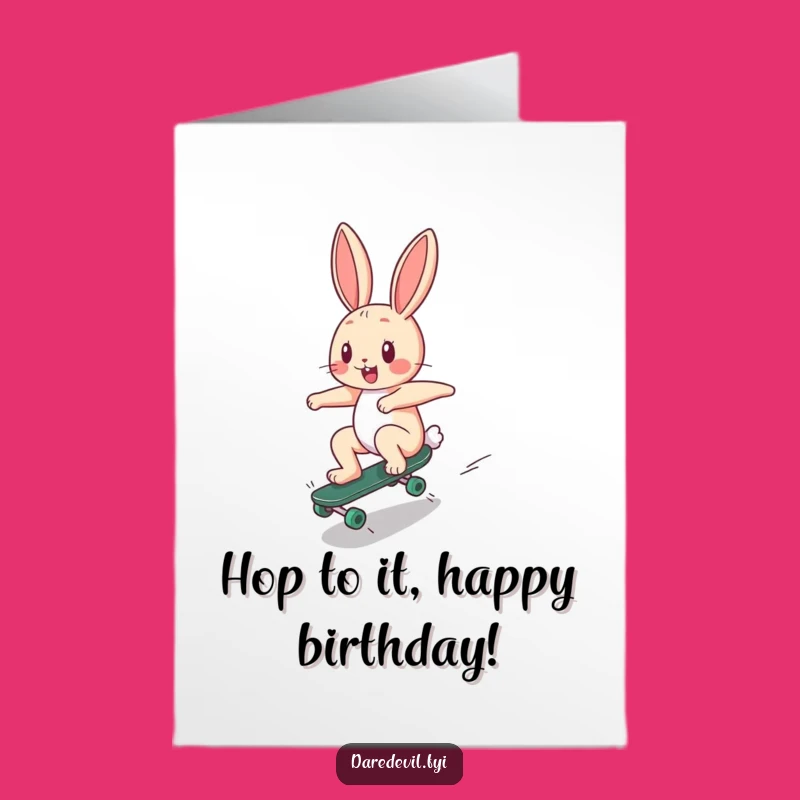 Free Printable Birthday Card: Bunny Skateboarder for DIY Gift Download
