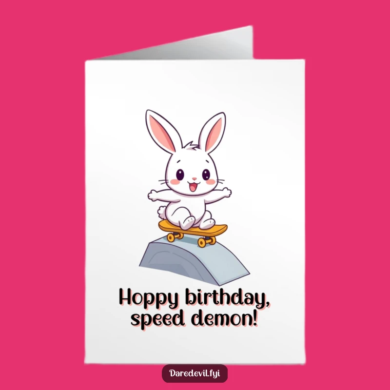 Free Printable Rabbit Birthday Card: Funny Skater Downloadable Gift for a Radical Celebration