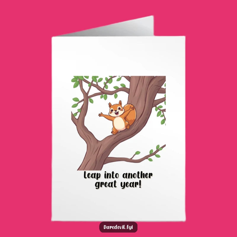 Free Printable Squirrel Leap Birthday Card: Funny Downloadable DIY Gift for Adventurers