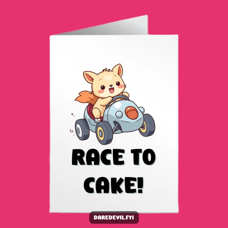 Free Printable Birthday Card: Racing Animal Funny Downloadable Gift for Speed Lovers