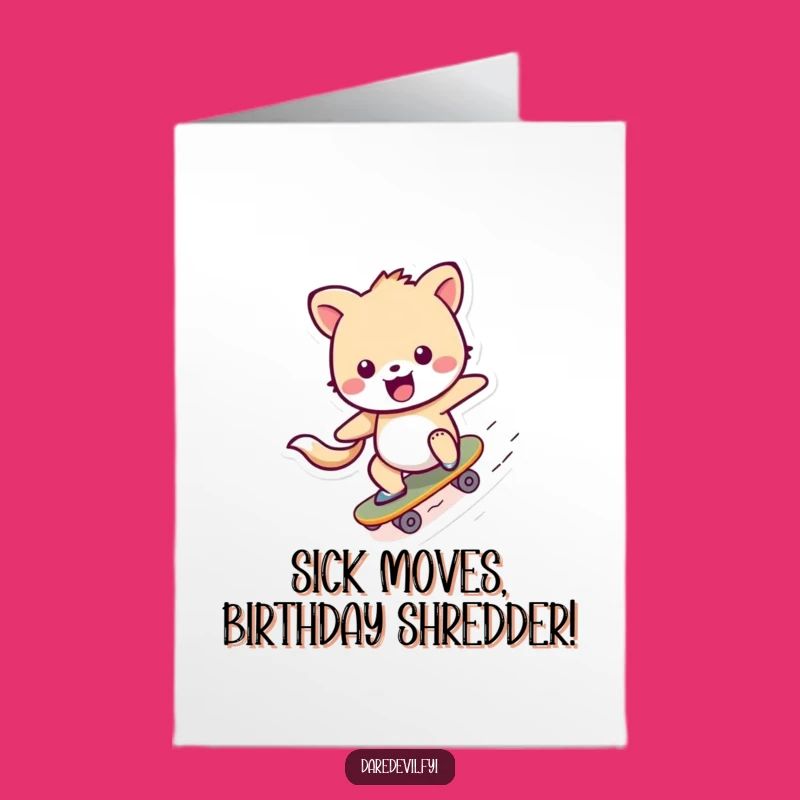 Free Printable Birthday Card: Cheerful Skater Animal Funny Downloadable Gift