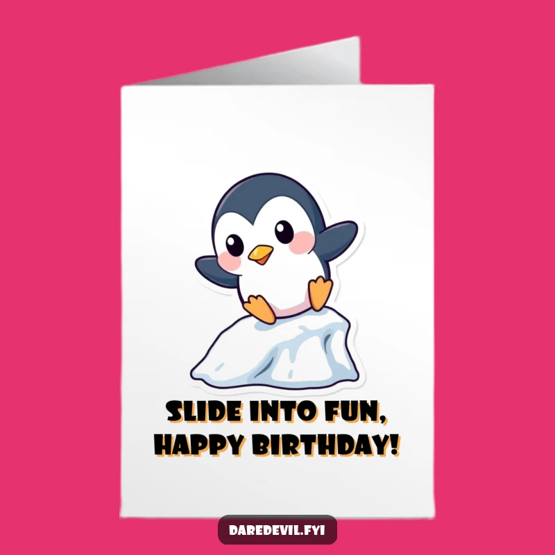 Free Printable Penguin Birthday Card: Sliding Penguin Fun for Funny Downloadable Gift