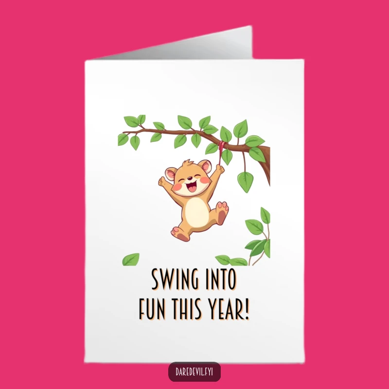 Free Printable Birthday Card: Joyful Vine Swinger Animal Funny Downloadable Gift