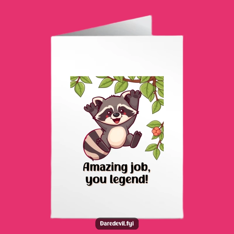 Free Printable Raccoon Congratulations Card: Funny Vine Swing Downloadable