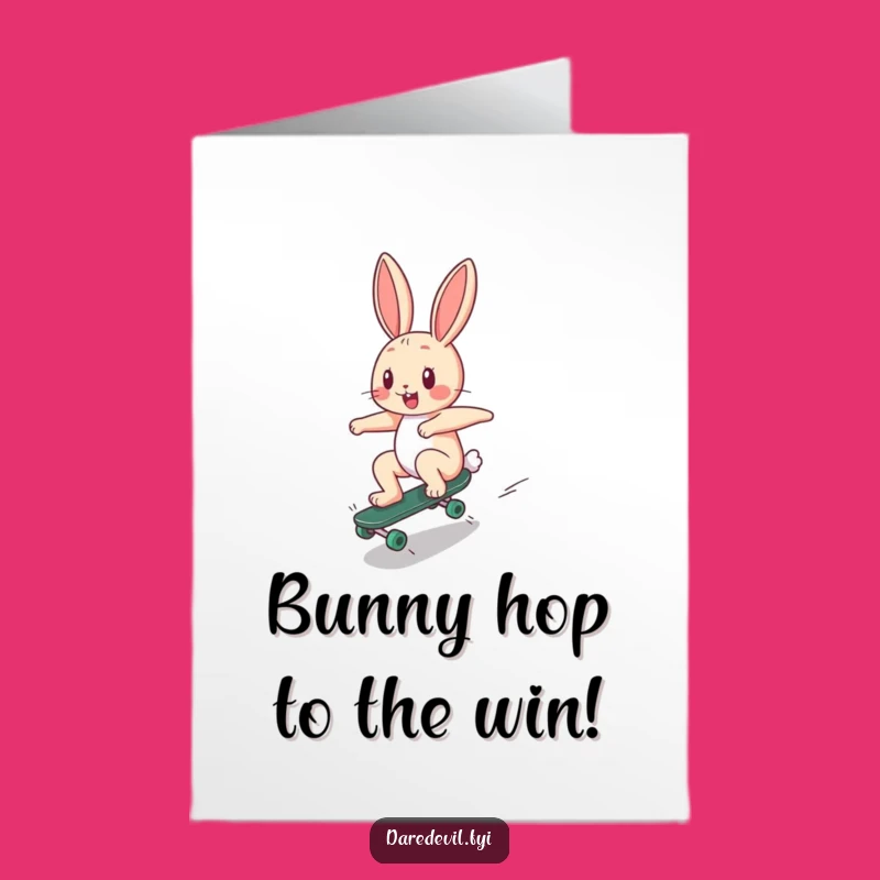 Free Printable Congratulations Card: Bunny Skateboarder for DIY Gift Download