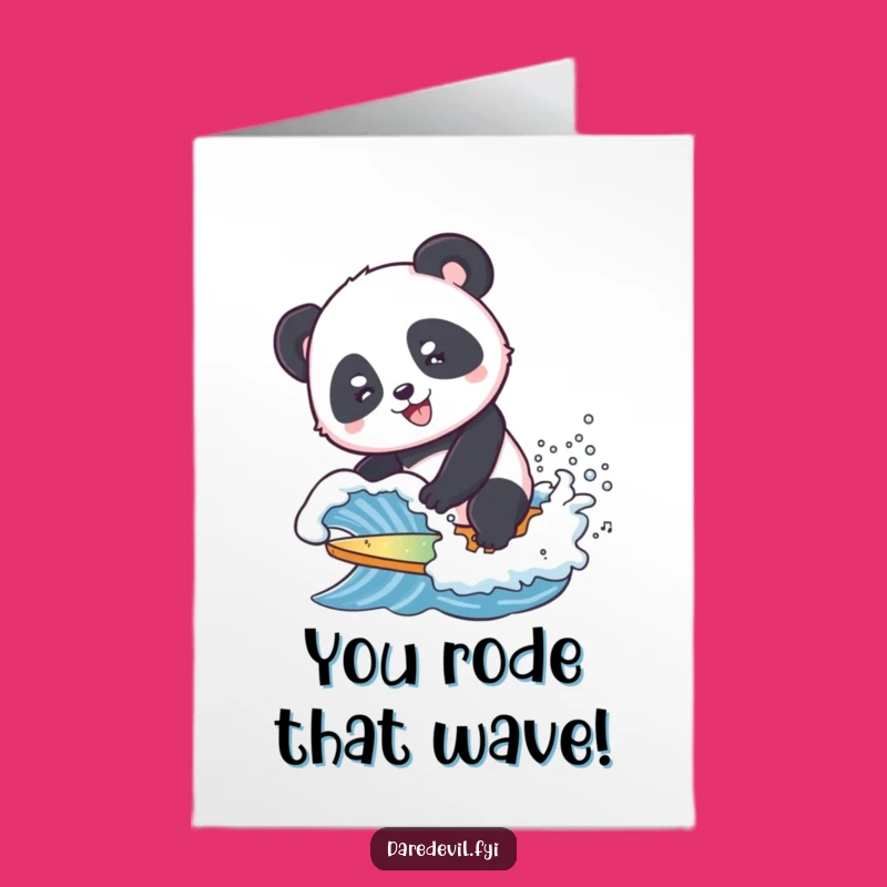 Free Printable Congrats Card: Panda Surf - Funny Downloadable Celebration
