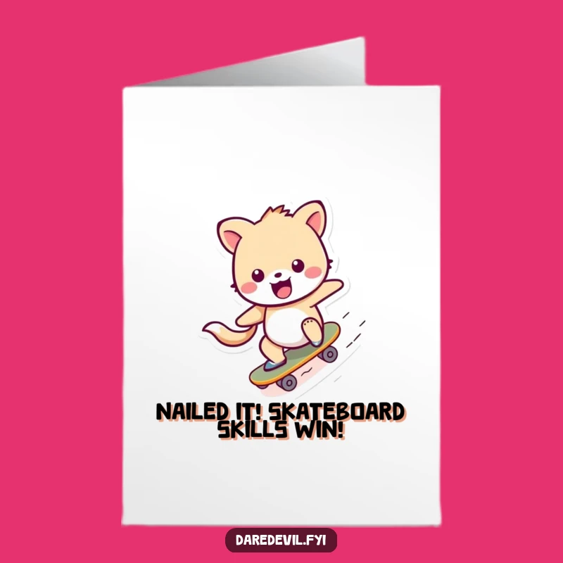 Free Printable Congrats Card: Skater Animal Achievement Funny Downloadable Gift