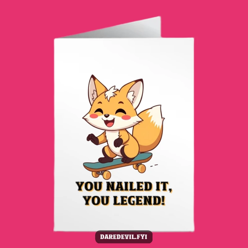 Free Printable Skater Fox Congrats Card: Awesome Downloadable Gift for Any Achievement