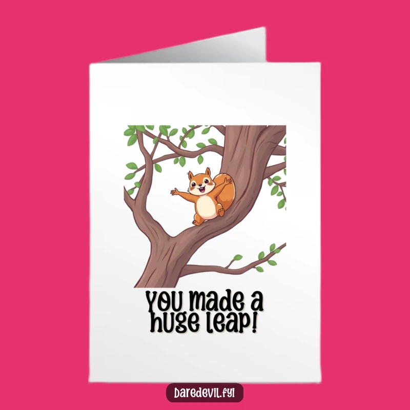 Free Printable Squirrel Leap Congratulations Card: Funny Downloadable DIY Gift for Achievers