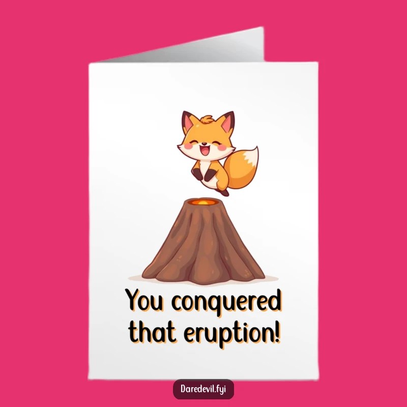 Free Printable Fox Congrats Card: Tiny Volcano Rider Downloadable Gift for Bold Achievements