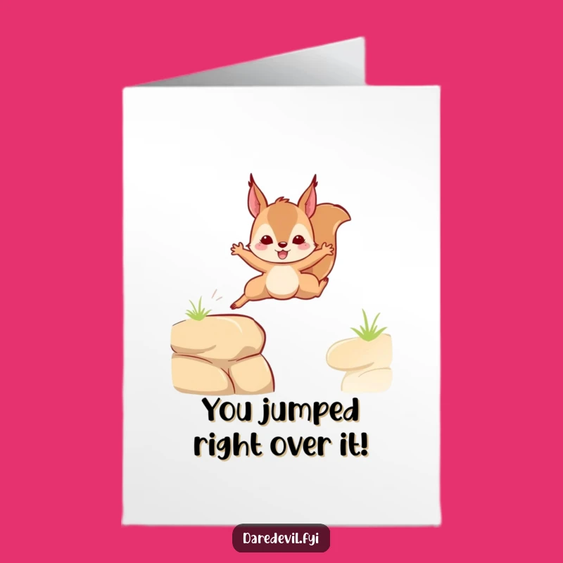 Free Printable Congrats Card: Daring Squirrel Celebrates Your Leap!