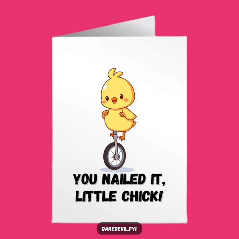 Free Printable Unicycling Chick Congrats Card - Wobbly Downloadable Achievement Greeting