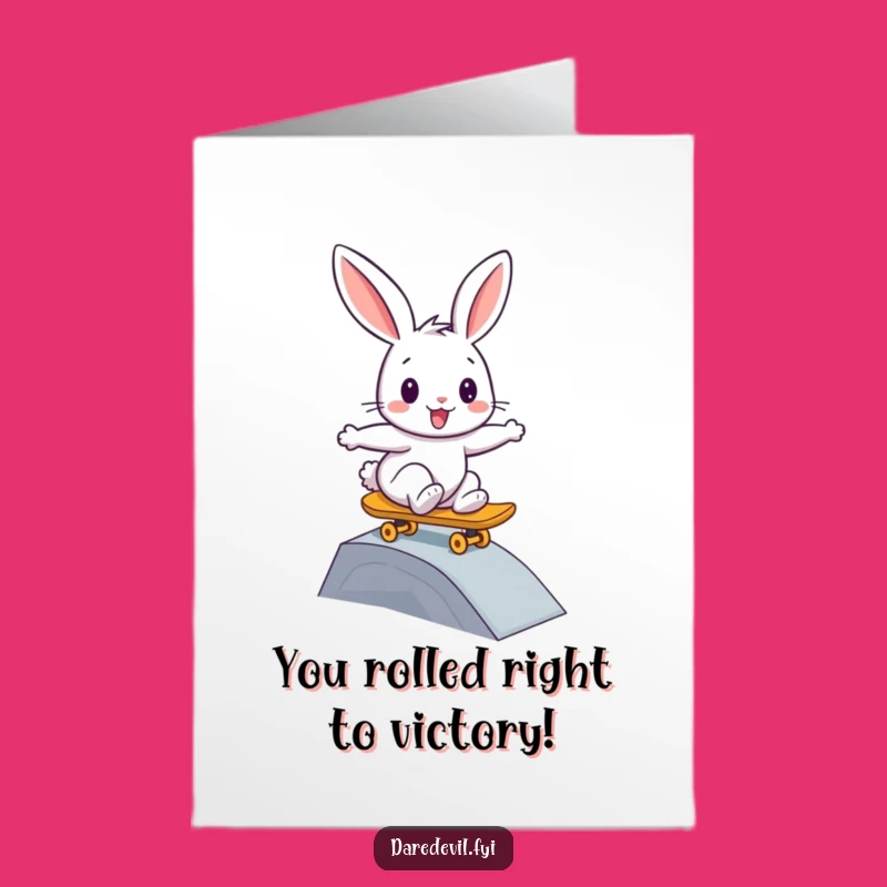 Free Printable Rabbit Congrats Card: Skateboarder Downloadable Gift for Awesome Achievements