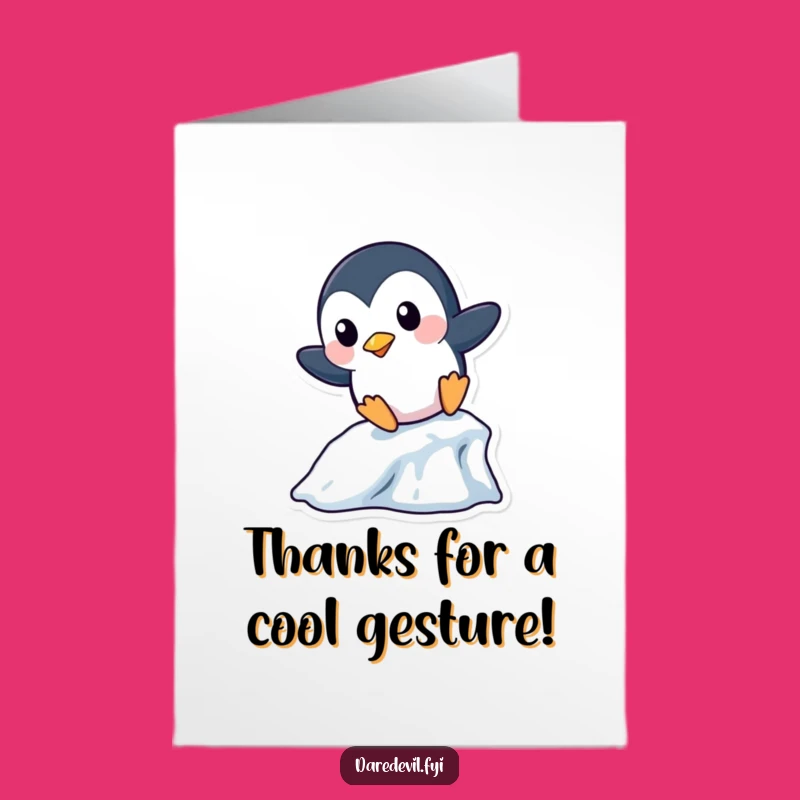 Free Printable Penguin Thank You Card: Sliding Penguin Gratitude Downloadable Gift