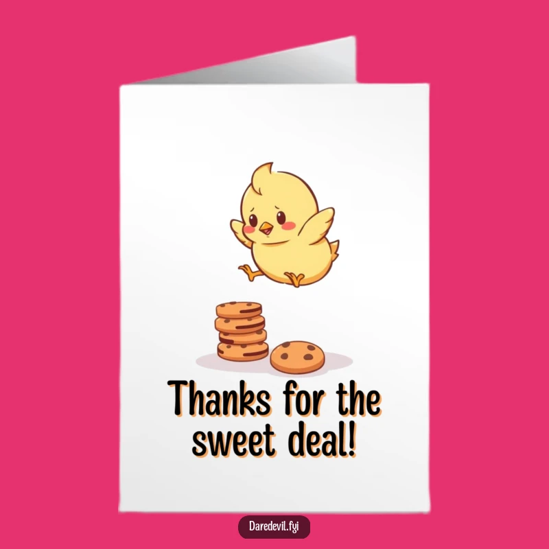 Free Printable Thank You Card: Chick Cookie Jump - Funny Downloadable Gratitude