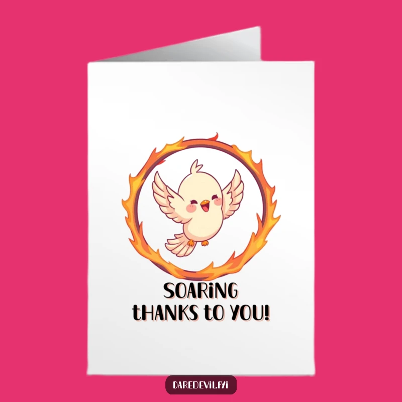 Free Printable Thank You Card: Bird's Fiery Leap Shows Gratitude Gift