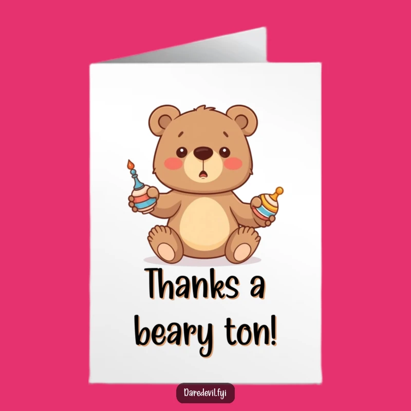 Free Printable Bear Thank You Card: Juggling Gratitude Downloadable Gift
