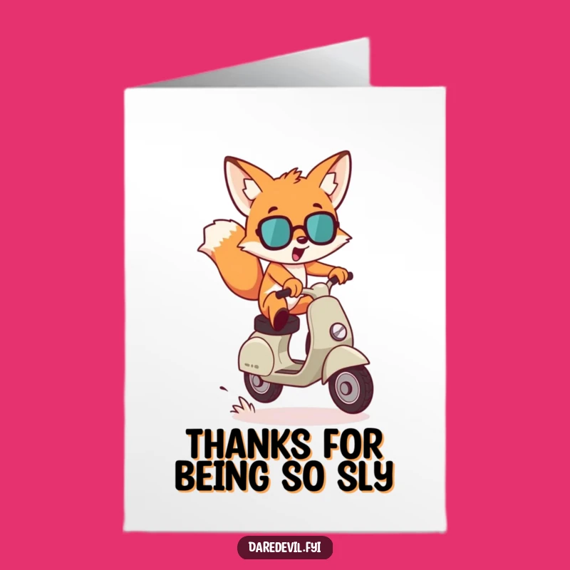 Free Printable Thank You Card: Fox Scooter Jumps for DIY Gift Download