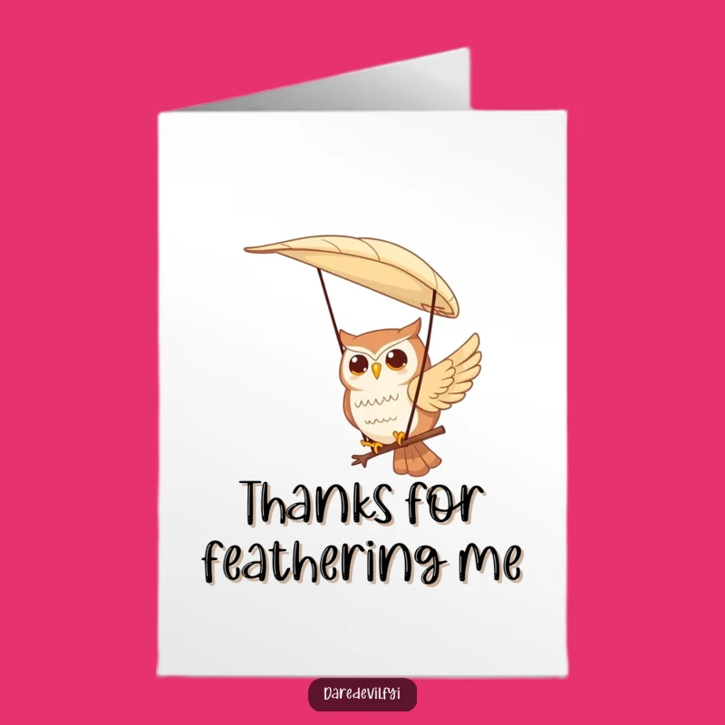 Free Printable Thank You Card: Owl Paraglider, Funny DIY Downloadable Gift