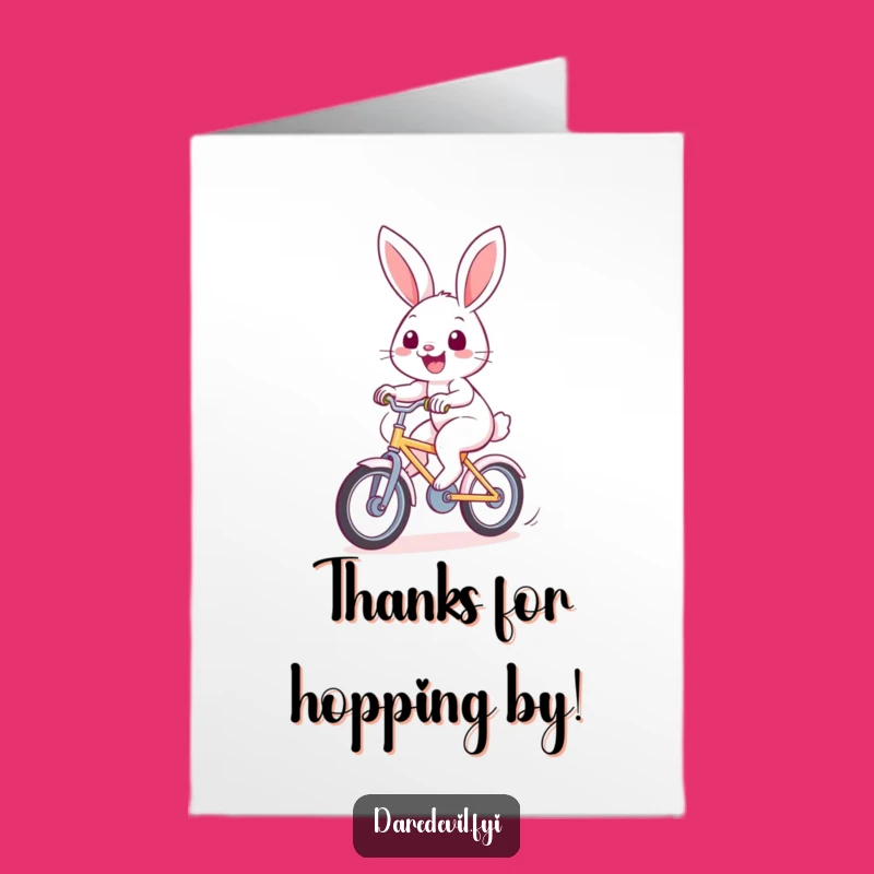 Free Printable Rabbit Bike Thank You Card: Funny Downloadable Thanks for the Fast Help!