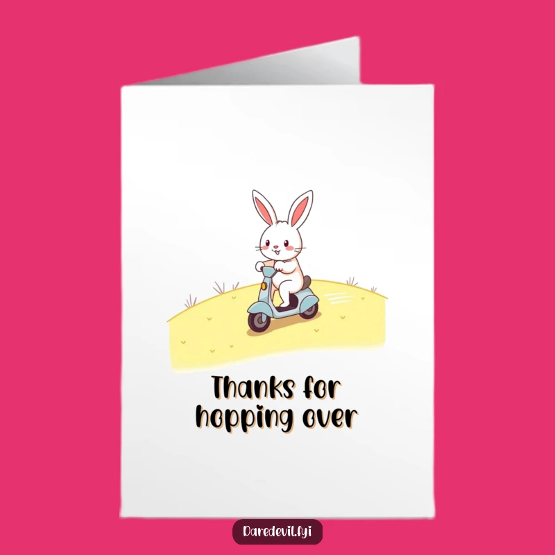 Free Printable Rabbit Scooter Thank You Card: Funny Downloadable DIY Gift for Speedy Helpers