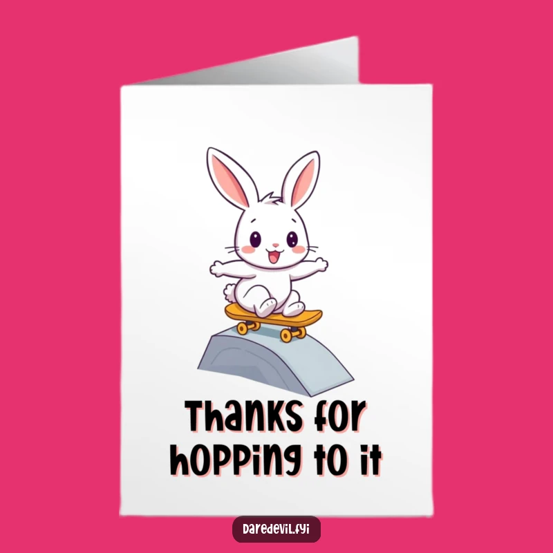 Free Printable Rabbit Thank You Card: Skater Style Downloadable Gift for Gratitude