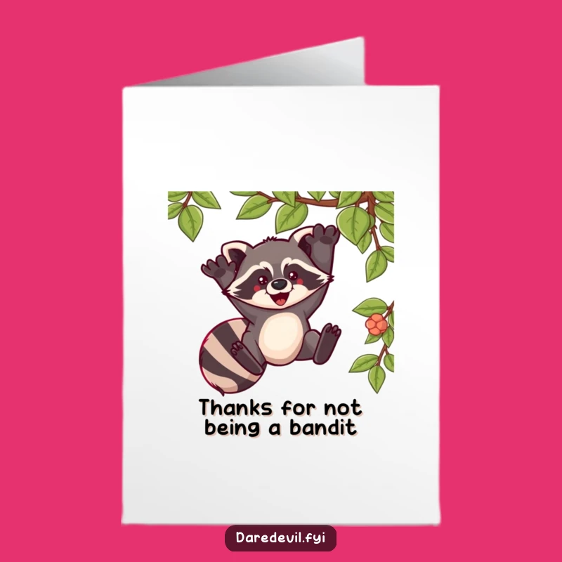 Free Printable Raccoon Thank You Card: Funny Swinging Vine Download