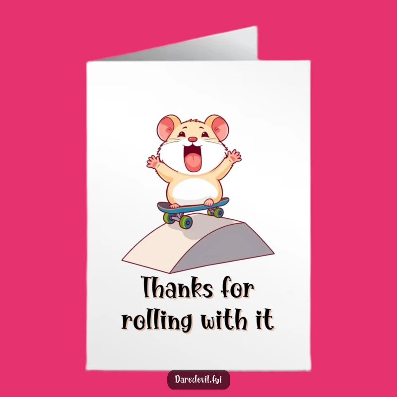 Free Printable Thank You Card: Awesome Hamster Skater, Humorous Downloadable Gift of Thanks