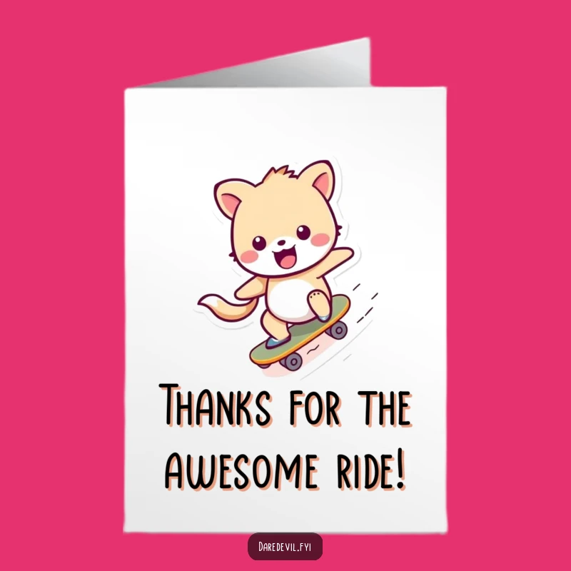 Free Printable Thank You Card: Skater Animal Gratitude Funny Downloadable Gift