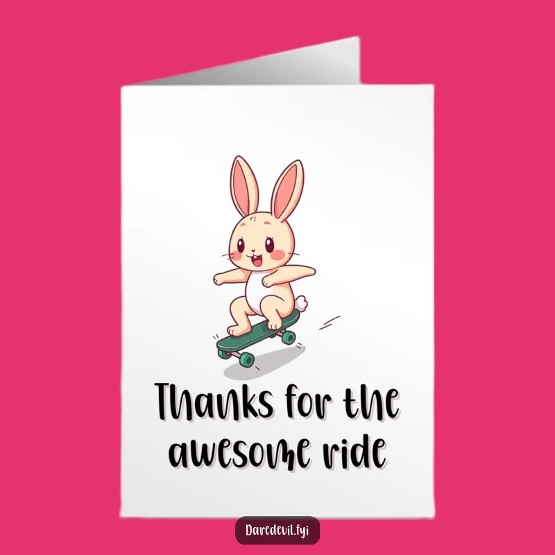 Free Printable Thank You Card: Bunny Skateboarder for DIY Gift Download