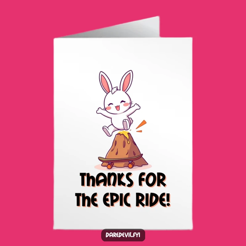 Free Printable Bunny Skateboard Thank You Card - Funny Downloadable Gratitude Gift