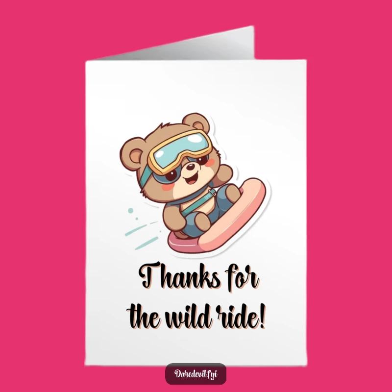 Free Printable Thank You Card: Humorous Bear Slide Gratitude, Downloadable Gift Idea