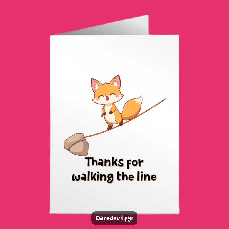 Free Printable Thank You Card: Amazing Fox Balance, Humorous Downloadable Gift of Thanks