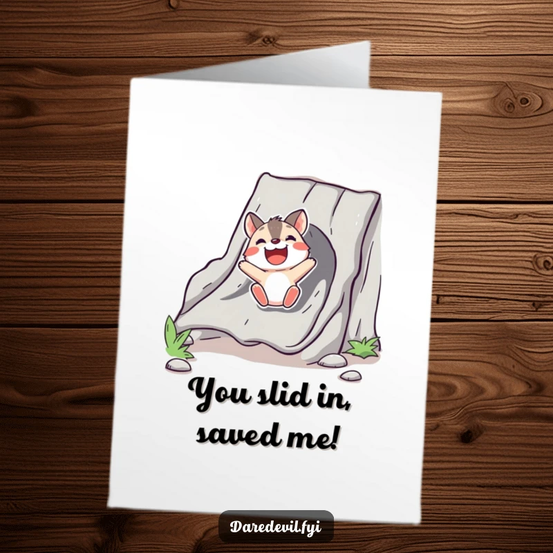 Free Printable Thank You Card, bold animal character sliding down a chute with pure delight, a funny downloadable gift.