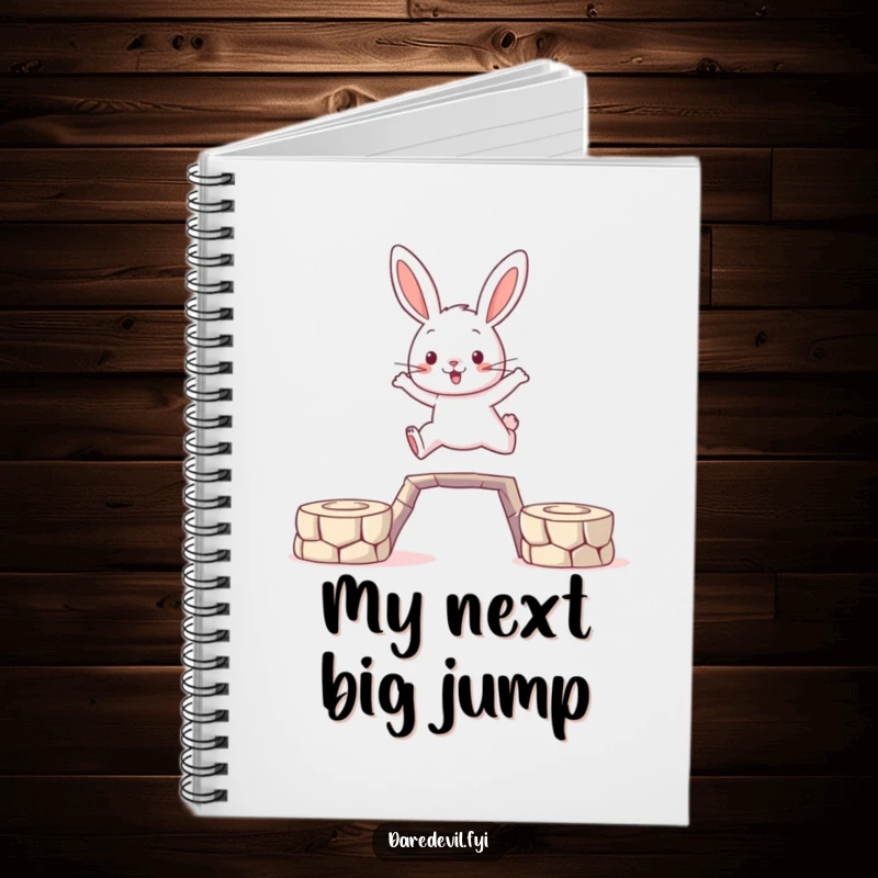 Funny Rabbit Notebook: A brave rabbit character leaps between platforms, inspiring the capture of bold ideas and courageous plans.