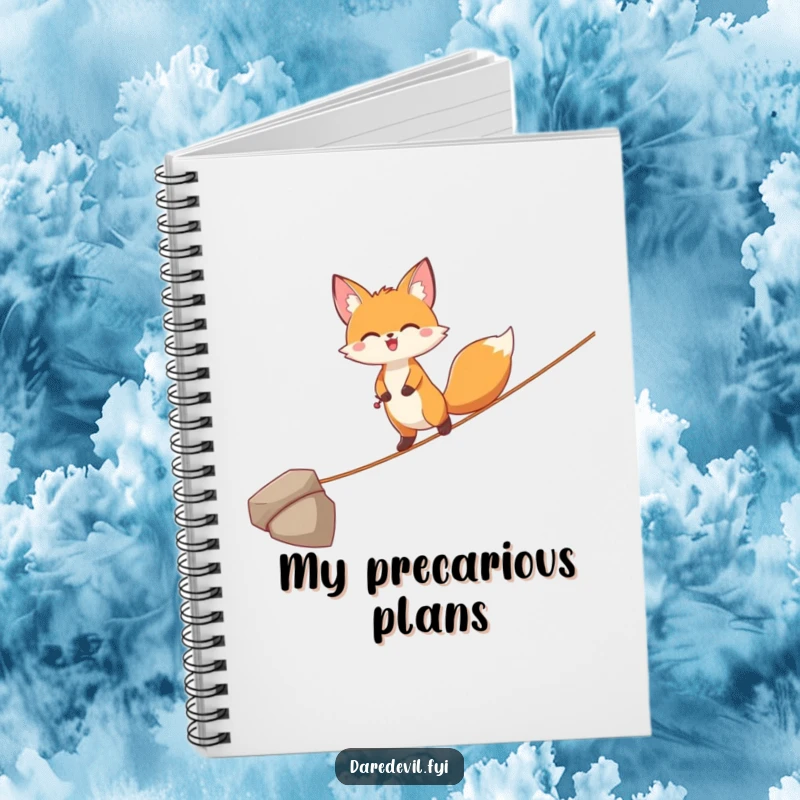 Funny Fox Notebook: A joyful fox character balances on a thin tightrope, ideal for capturing elegant thoughts and precise plans.