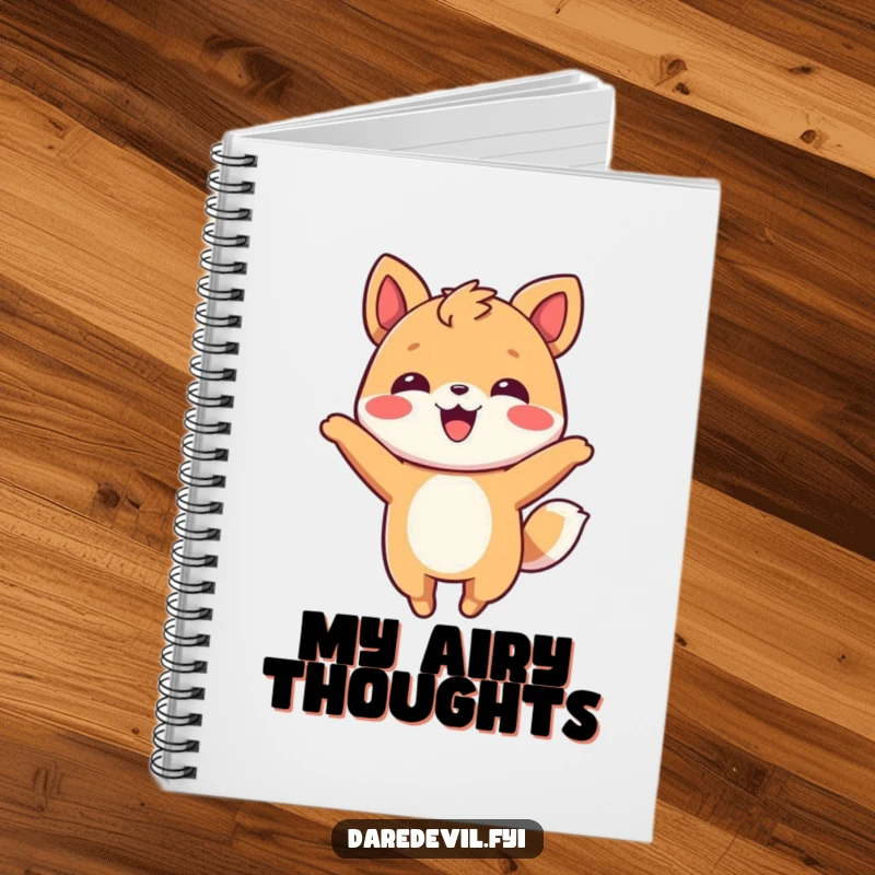 Funny Notebook cover showing a smiling animal character performing a playful flip in the air, inspiring energetic note-taking.