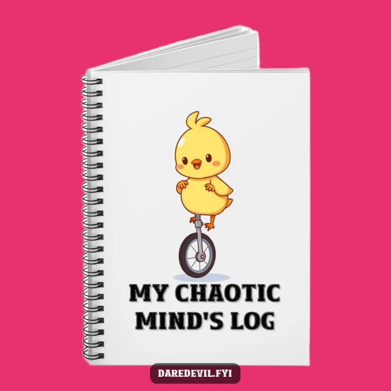 Funny Playful Chick Unicycle Notebook: Cartoon Bird Journal, Ideal Funny Gift