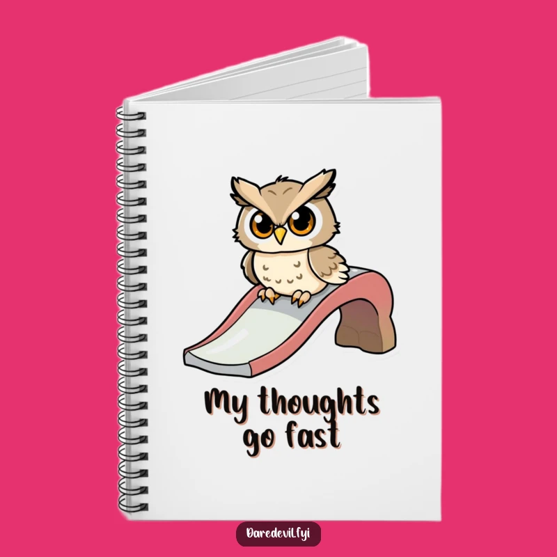 Funny Determined Owl Slide Notebook, Hilarious Playground Journal, Wise Whoosh Note Keeper