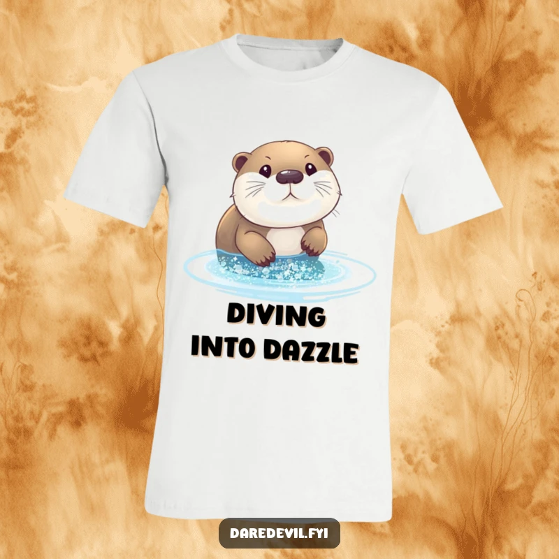 Funny otter glitter t-shirt: a playful otter plunging headfirst into a dazzling pool of iridescent glitter.