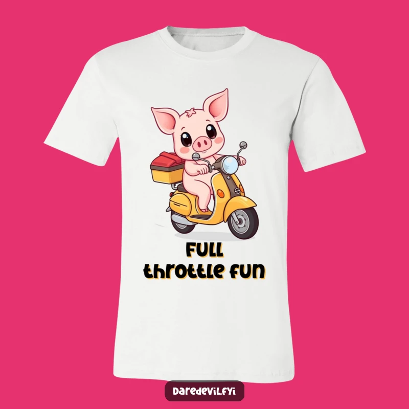 Funny Piglet Scooter T-Shirt: Wide-Eyed Rider Humor Apparel, Ideal Funny Gift