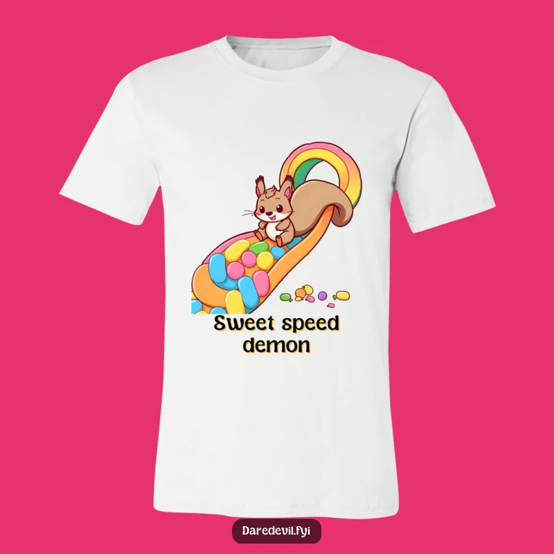 Funny Squirrel Candy Slide T-Shirt: Playful Sweetness for a Great Gift