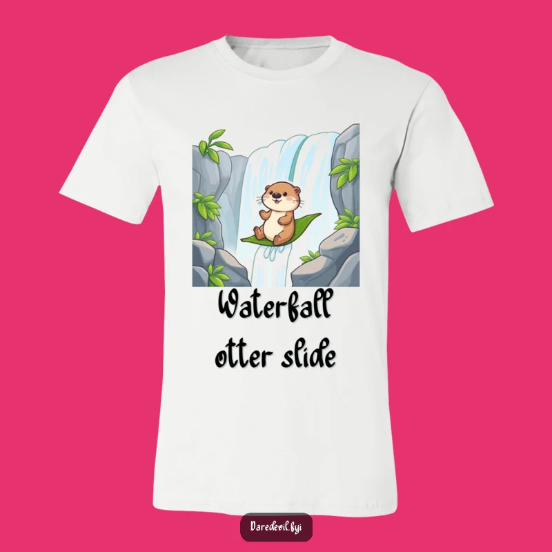 Funny Otter Waterfall Slide T-Shirt - Aquatic Adventure Tee for Fun Seekers